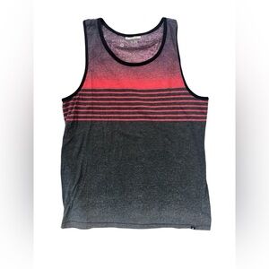 Hurley Ombre Stripe Tank Top | Red Gray Athletic Sleeveless Shirt | Size M